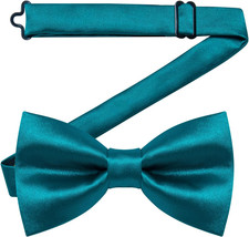 Pre-Tied Bow Tie Satin Solid Bowtie Adjustable Tuxedo Bowties for Men with Gift