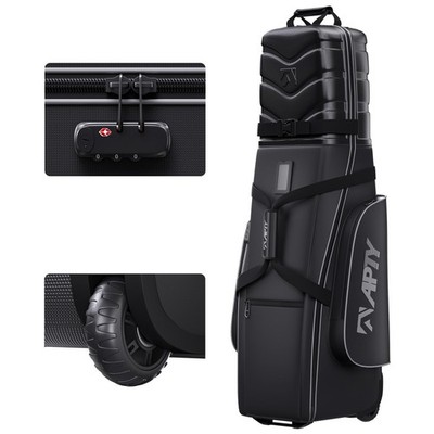 APTY Hard Case Top Golf Club Travel Bag with Wheels, Padded Black
