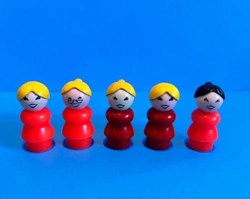 Vintage Fisher Price Little People 5 red mom varieties