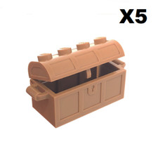 Lego ® Lot 5 Coffre Trésor Treasure Chest Container Med Dark Flesh 4738 NEW