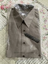 Geoffrey Beene Microfiber Men's Dress Shirt Solid LT Brown 16 34/35