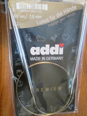 New Addi Premium Metal  Circular Knitting Needles 24'' Length Size 7.0mm