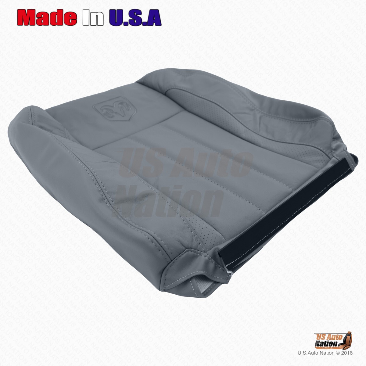Fix Up Your Ride: OEM Replacement Driver Seat Leather Cover For 2006-2009 Dodge Ram Laramie 1500-4500 - Medium Slate Gray - View #4