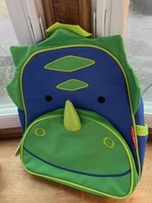 SKIP HOP GREEN DINOSAUR 7" X 10" BACKPACK, GENTLY USED