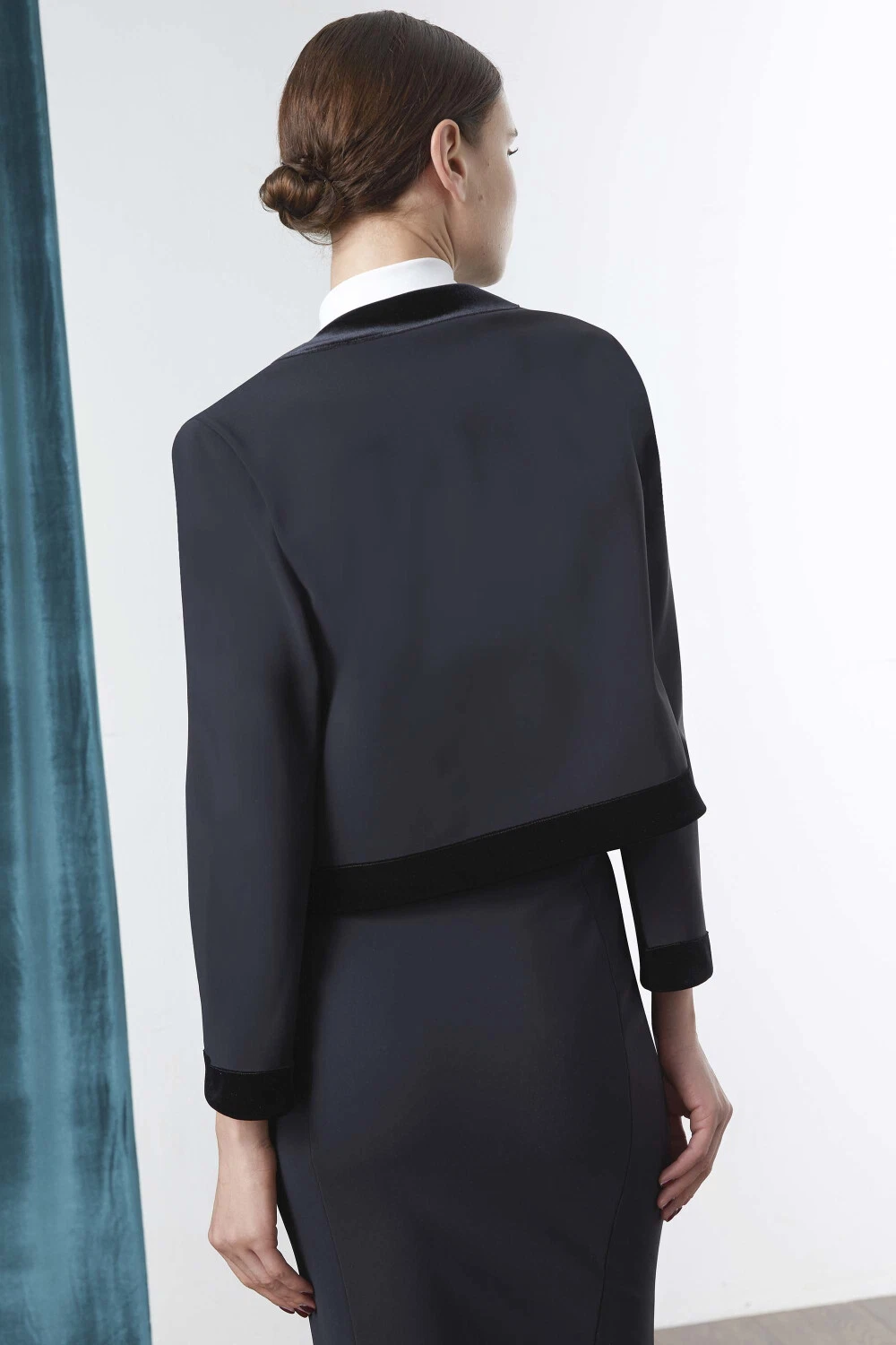 TORY BURCH Giacca nuova con etichette Chiara Boni La Petite Robe Sen elegante nera con cerniera accento 4 $650