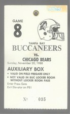 11/20/88 BUCCANEERS VS BEARS  AUXILIARY BOX PASS  VG  LES GROBSTEIN FIND  ICON