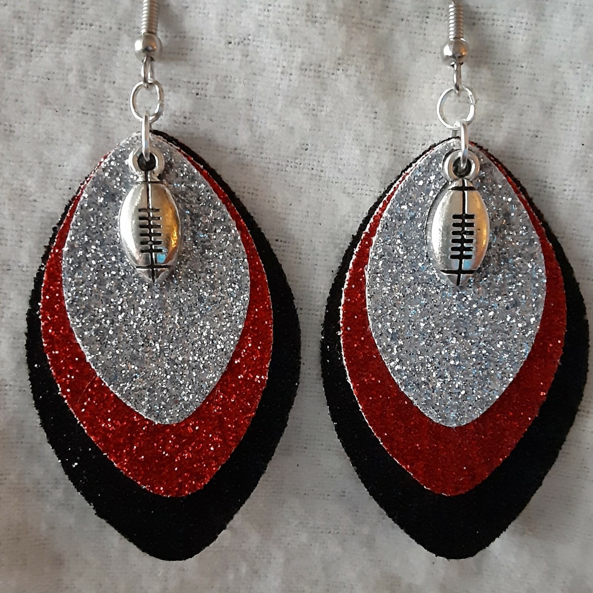 Atlanta Falcons Bling Glitter Double Sided Faux Leather Earrings