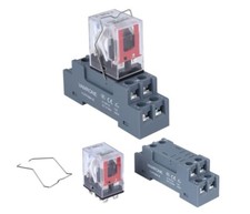 Power Relay 8-Pin 12A DC Relay Coil with Socket Base Qty 2 Electromagnetic