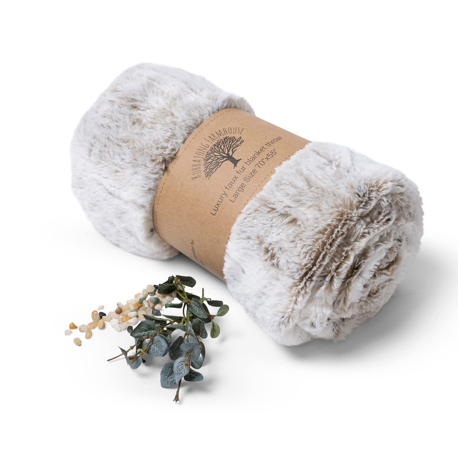 Faux Fur Throw Blanket | Caramel and White Soft Throw Blanket | Faux Fur Blan...