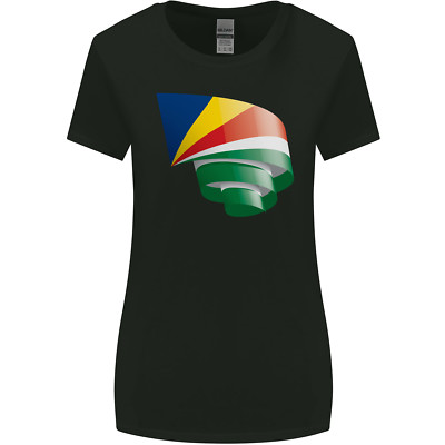 Curled Seychelles Flag Seychellois Day Football Womens Wider Cut T-Shirt
