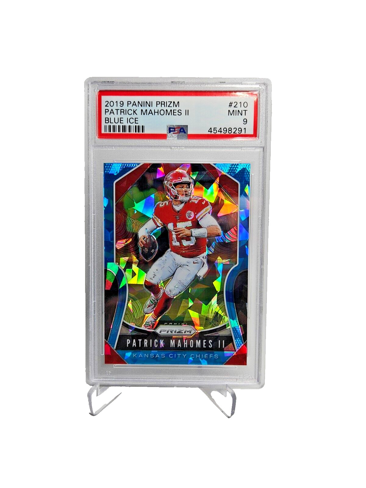 2019 Panini Prizm Blue Ice Prizm 32/99 Patrick Mahomes II #210 PSA 9 2nd year