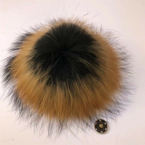 Bola de pompón de piel de mapache real de 19 colores 6" grande con botones a presión sombrero zapatos hágalo usted mismo - Imagen 32 de 40