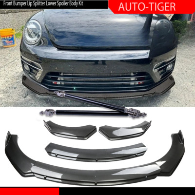 For Vw Beetle R-line Carbon Fiber Style Front Bumper Lip/ Spoiler Strut ...