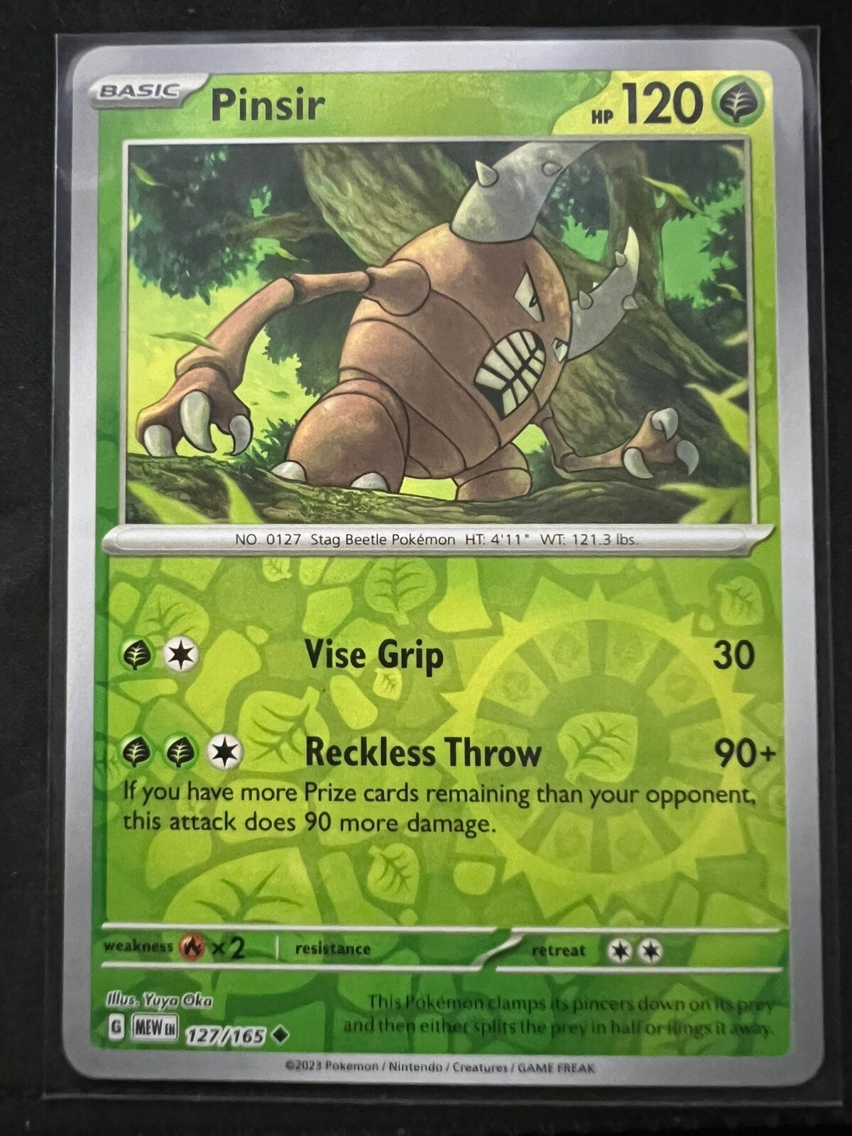 Pokemon 2023 Scarlet & Violet 151 Pinsir Reverse Holo Uncommon #127 Near Mint
