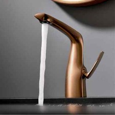 Rose Gold Brass Bathroom Basin Faucet 1 hole 1 handle Dual Control Mixer Taps