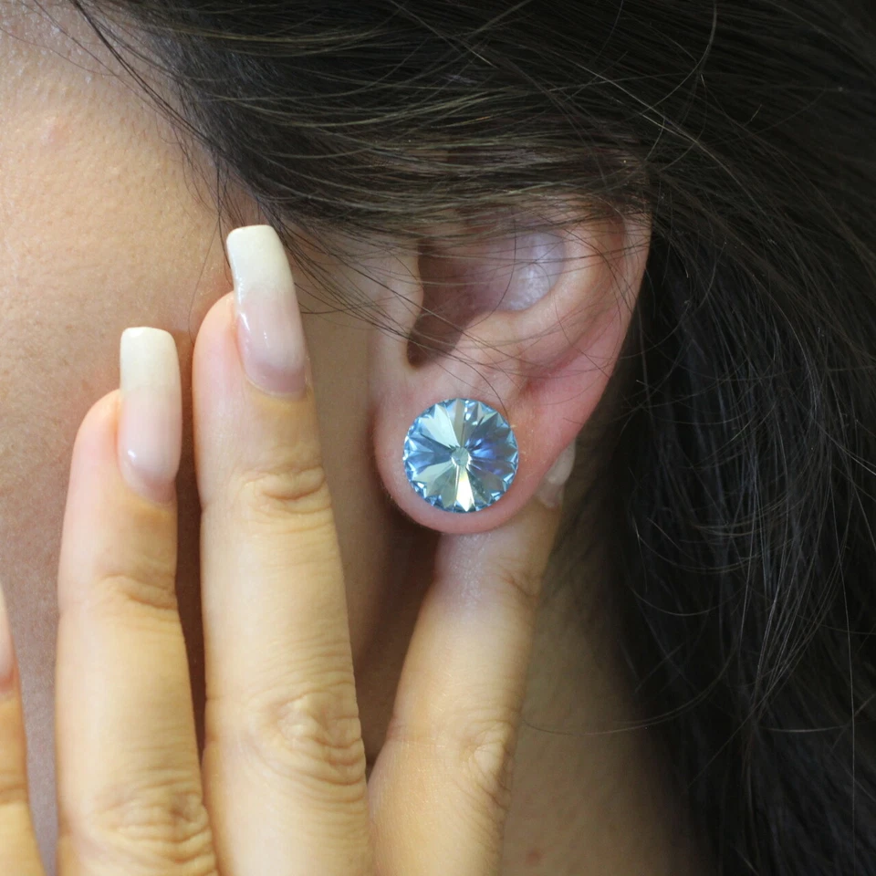 14 mm Swarovski Ohrstecker mit Swarovski Rivoli Kristalle, Ohrringe Damen Ohrsch - Bild 3 von 4