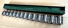 🇺🇸 SK Tools USA 7mm-19mm Metric Shallow 3/8" DR Socket Set lot 6-PT Green Tray