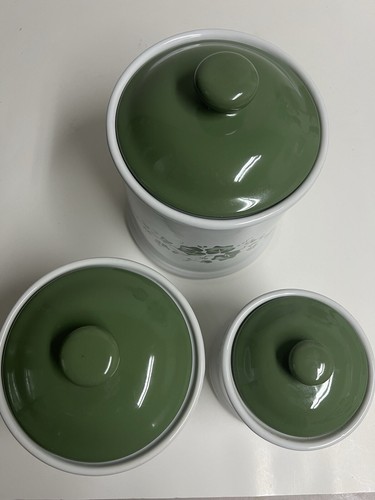 Corelle Coordinates Callaway Green Ivy 3Piece Canister Set Jay Imports Vintage - Picture 2 of 8