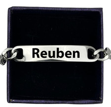 Reuben Boy Custom Any Name Date Silver Bracel...