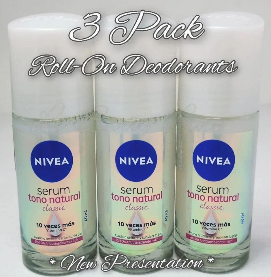 3 piezas desodorante blanqueador Nivea suero roll-on clásico mujer Aclarte Tono natural Foto 3 de 3