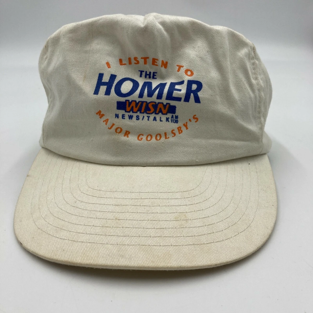 Vintage I Listen To The Homer WISN News Talk AM 1130 Hat Cap White Snap Back
