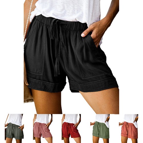 Women Comfy Drawstring Casual Elastic Waist Pocketed Shorts Loose Casual-Shorts# - Picture 3 of 26