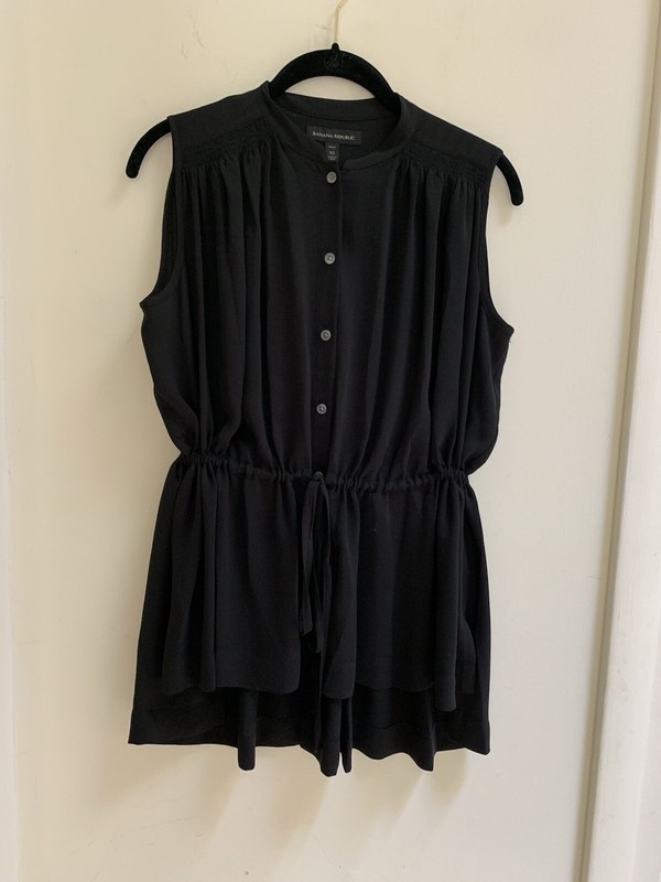 NWT Banana Republic Petite Size XSP Black Hi-low Tunic Sleeveless Blouse Top