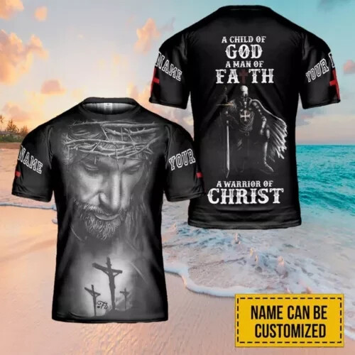 Jesus A Child Of God Custom Name Jesus Christian 3D shirt Fullsize S-5XL