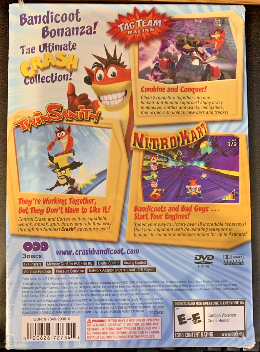 Crash Bandicoot Action Pack (Sony PlayStation 2 PS2, 2007) New