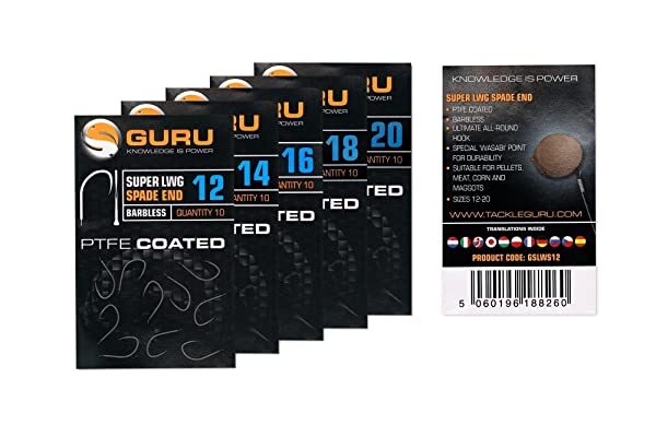 Guru Super LWG PTFE Coated Hooks All Sizes: 14 *Match, Carp, Coarse Fishing* ...