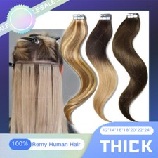 Thick Tape IN 100 Remy Human Hair Extensions Skin Weft Full Head Black Blonde