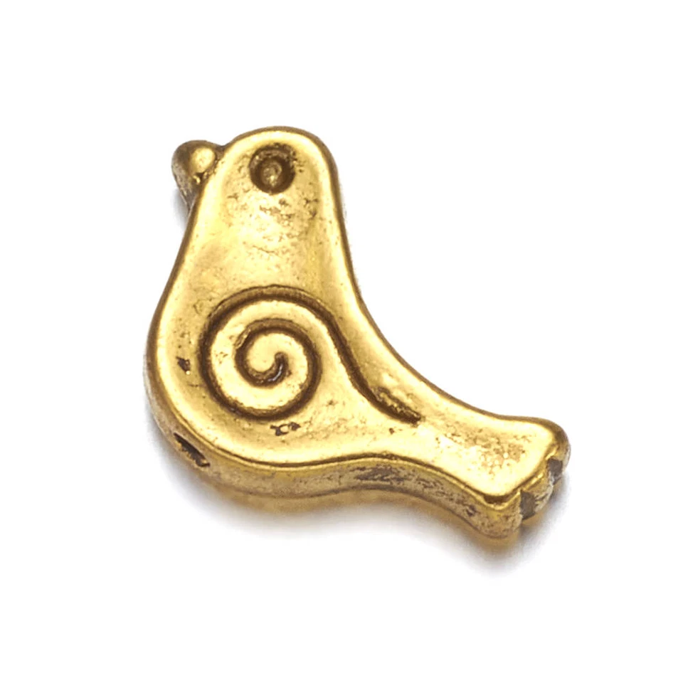 20x Cuentas de metal de pájaro tallado de aleación tibetana oro antiguo espaciador suelto artesanía 9x15 mm Foto 2 de 4