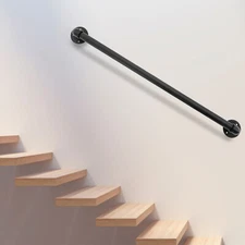 3 FT Metal Stair Handrail Modern Wall-mounted Pipe Staircase Safe Hand Rail New