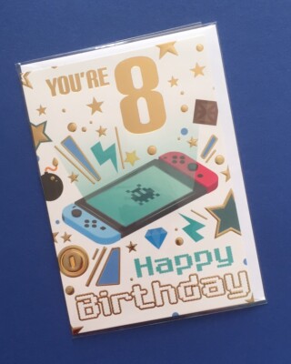 Jungen 8. Happy Birthday Karte Du bist 8 Nintendo Switch Happy Birthday Motiv CS31