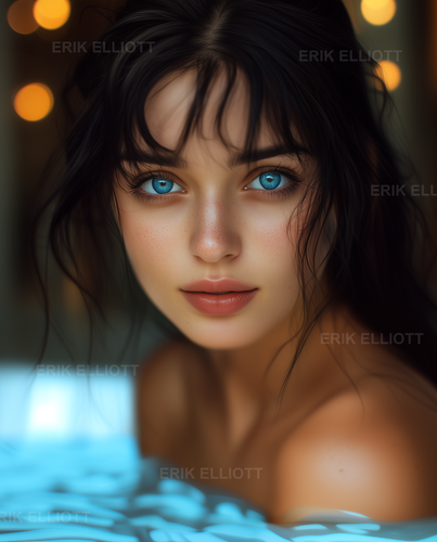 Hermosa impresión artística fotográfica morena 8x10 niña ojos azules bonita modelo femenina