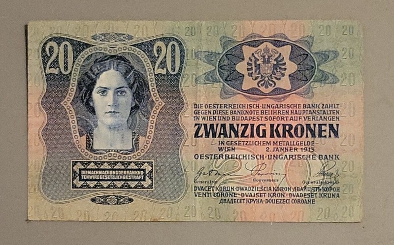 1913 AUSTRIA 20 Kronen banknote - Pick #13 - Solid VF+      stk#e