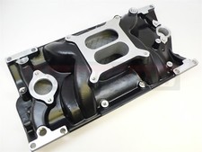 Sbc Chevy Intake Vortec Dual Powder Coated Squarebore 350 383 Aluminum Black Hot
