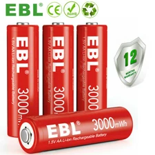 4PCS AA Rechargeable Lithium-Ion Li-ion Batteries 1.5V  Double A Battery + Box