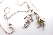 Sterling Silver Girl Boy Birthstone Charm Pendants Chain Necklace August June