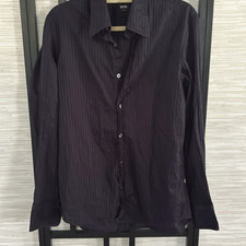 Boss Hugo Boss navy pinstriped solid button-down shirt fitted size M