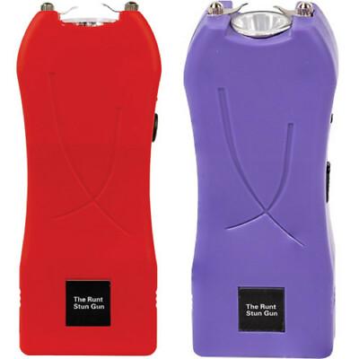 Twin 80 Million Runt Stun Gun Purple Red Rechargeable Women Self Defense Holster