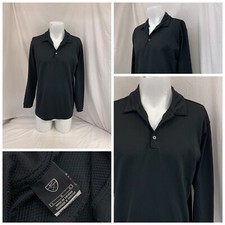 Nike Golf Shirt L Black Polo Long Sleeve 100 Polyester YGI Y1-796