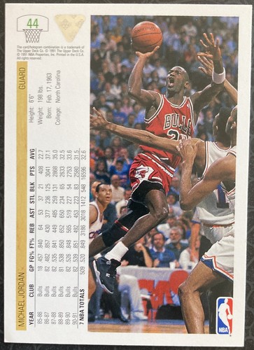 Michael Jordan 1992 1992-1993 Upper Deck Card #44 (449) - Picture 2 of 2