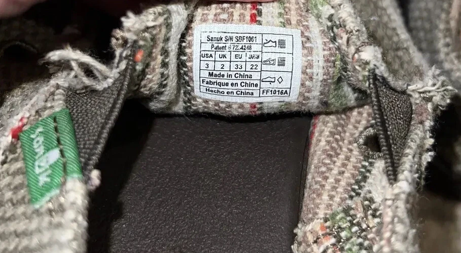 Zapatos Mocasines SANUK Jóvenes Grandes Niños Talla 3 Grisáceo-Verde Lona, Niños Foto 3 de 4