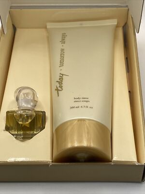 Avon Today Tomorrow Always .14 oz Perfume & 6.7 oz Body Rinse Gift Set 2004 NOS