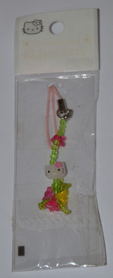 Brandneu in Verpackung Vintage 2000 Sanrio Hello Kitty Perlen Handyanhänger Schlüsselanhänger Maskottchen Anhänger