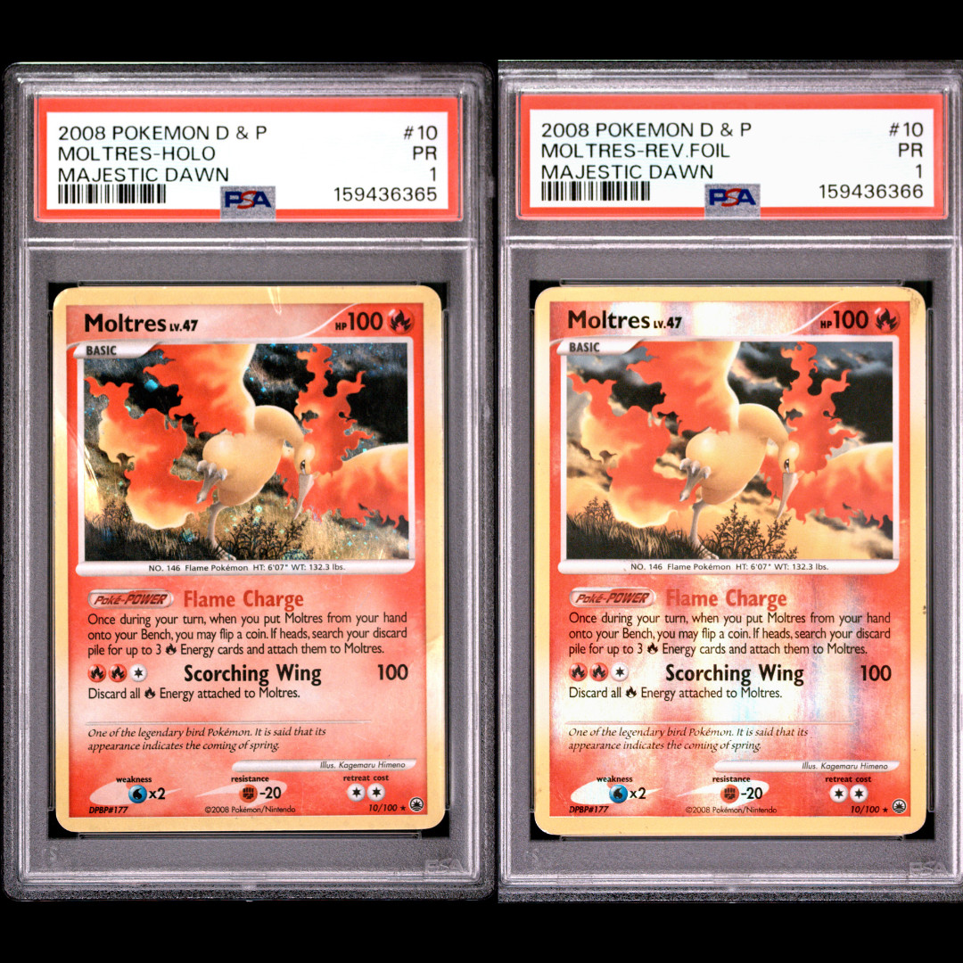 PSA 1 SEQUENTIAL 2008 D&P Majestic Dawn Moltres 10/100 Reverse & Holo Foil Rare