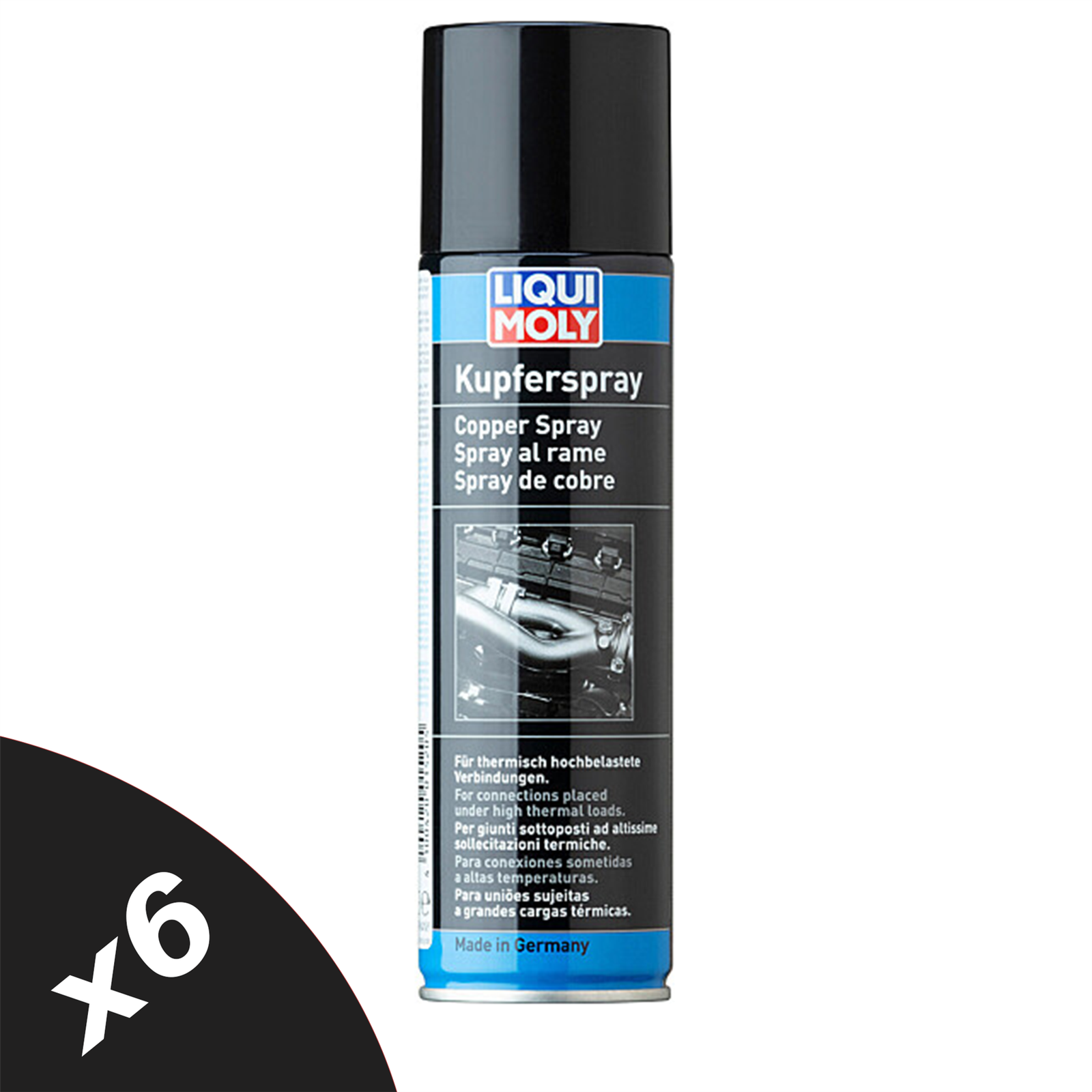 Liqui Moly Copper Spray Grease Anti-Seize Lubricant Heat Resistant Spray 6x250ml