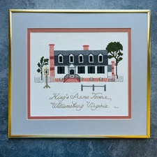 Rebecca Wood Kings Arms Tavern Williamsburg Virginia Framed Needlepoint Wall Art