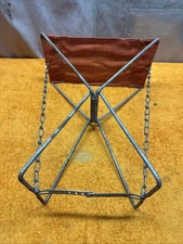 U •Vintage Metal Fishing Seat Chair Portable Collapsing Camp Hiking Hunting